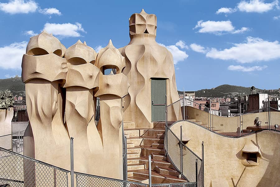 The roof terrace of La Pedrera by Antoni Gaudí