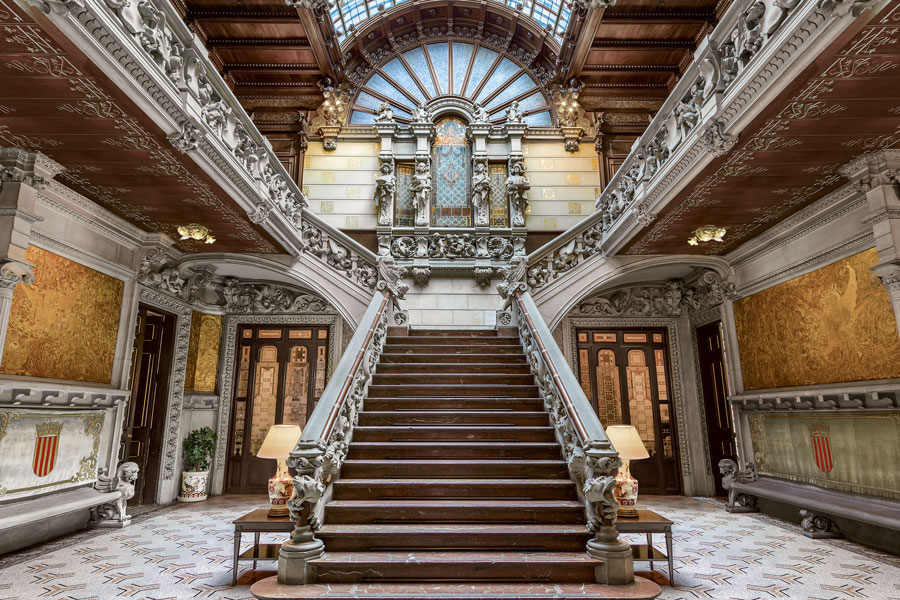 Stairs of the Palacio Montaner in Barcelona