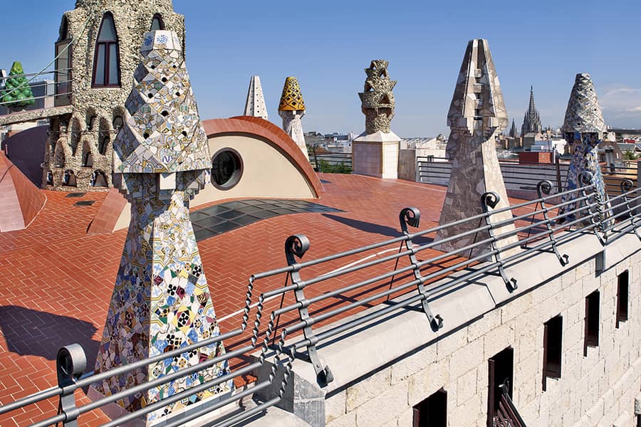 The roof terrace of Palau Güell, by Antoni Gaudi
