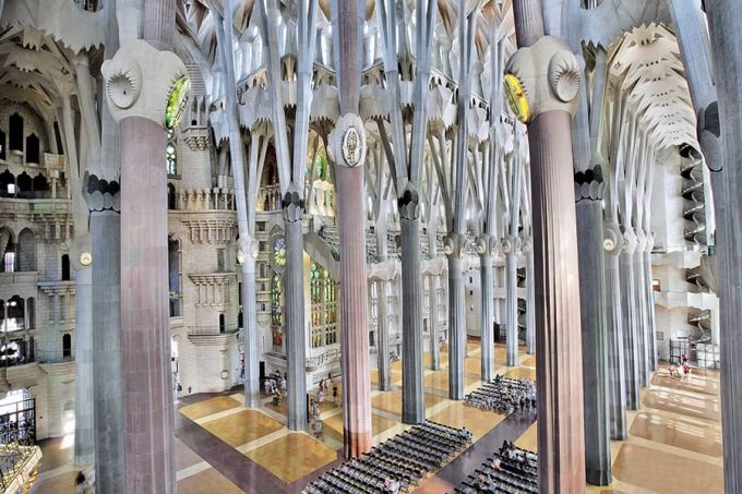 Columns inside the Sagrada Familia, by Antoni Gaudí