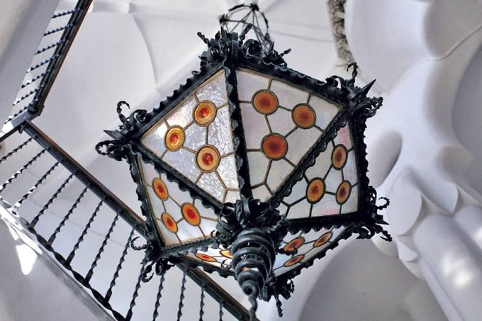 Lamp of the vestibule of the Bellesguard Tower of Antoni Gaudí