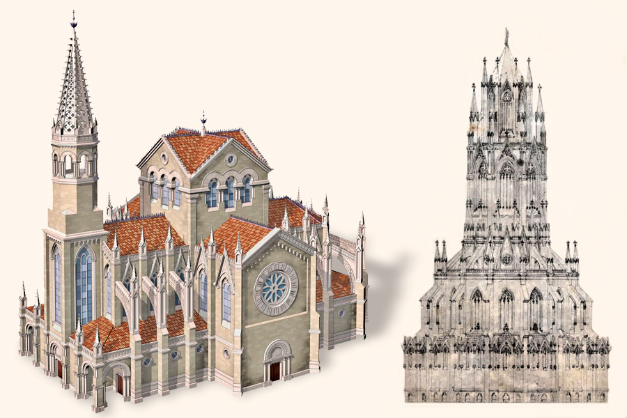 diSketches of the Sagrada Familia project